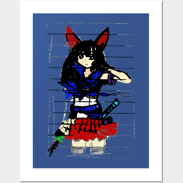 Manga Girl Wall Art by TeeMax